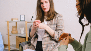 Two adults having a chat