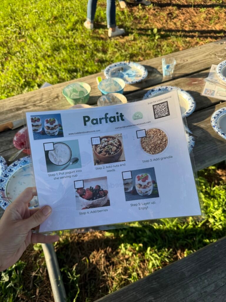 The Parfait visual recipe card from a KidChef Playbook at an outdoor cooking event