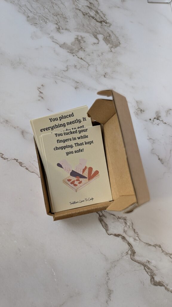 convcards peeking from the box